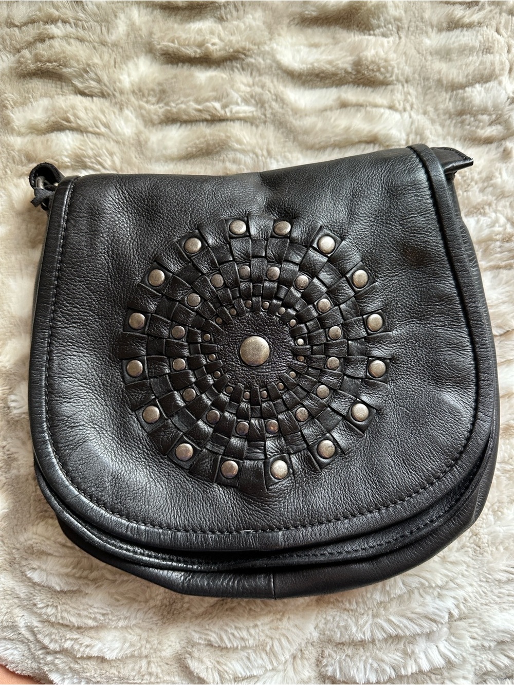 ✨NWOT✨ Black Leather Crossbody Bag with Circular Stud Detail